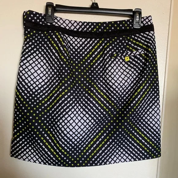 EP Pro Black/White/Lime Green Geometric Golf Skort Size 6 - Picture 9 of 9